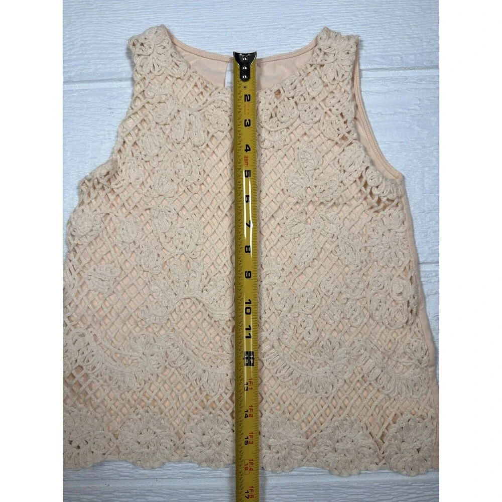 ZARA Kids Beige Crochet Lace Tank Top Size 8 Boho Cottagecore Sleeveless Overlay